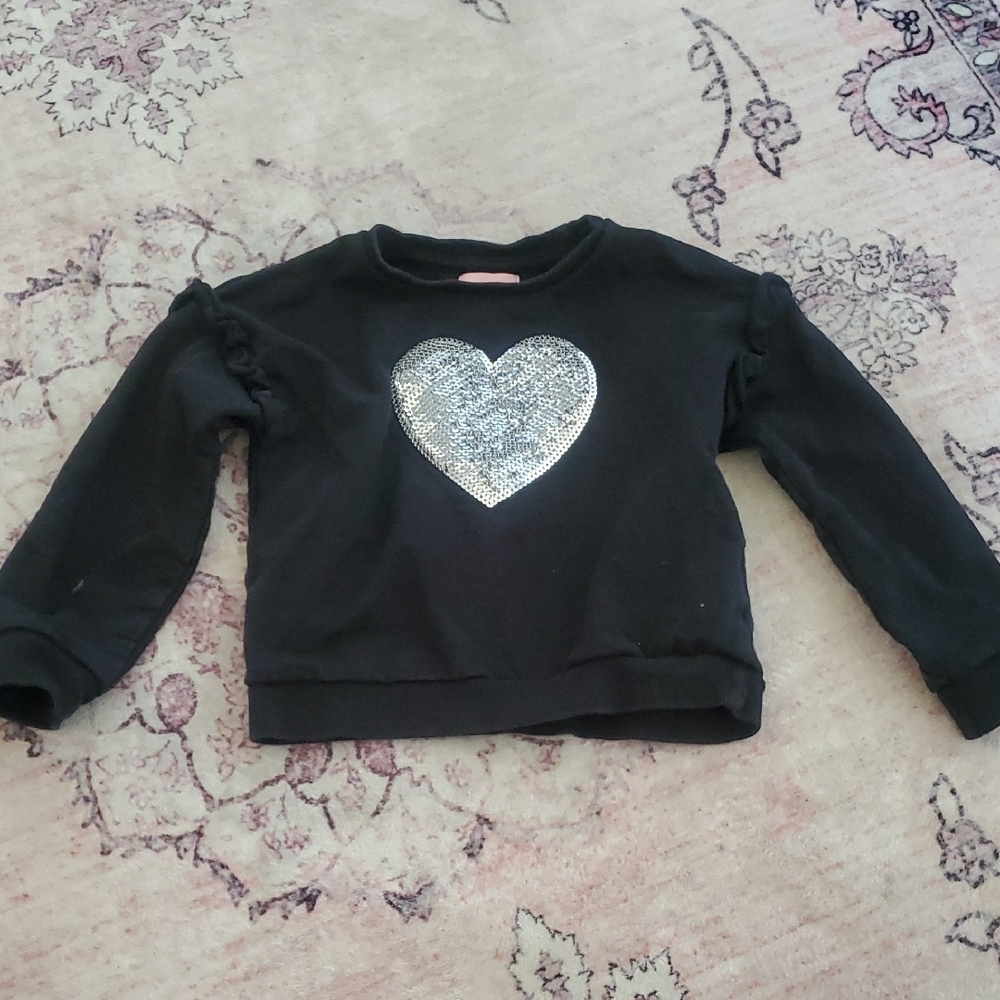 4T Glitter Heart Shaped Black Kids Sweatshirt